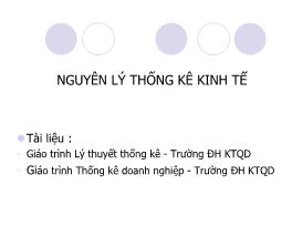 Nguyên lý thống kê kinh tế - Chương 1: Các vấn đề chung của thống kê