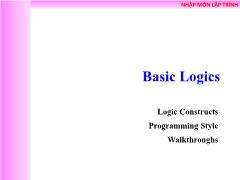 Nhập môn lập trình - Basic Logics - Võ Quang Hoàng Khang