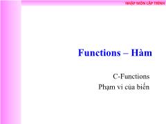 Nhập môn lập trình - Functions – Hàm - Võ Quang Hoàng Khang