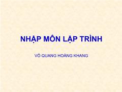 Nhập môn lập trình - Võ Quang Hoàng Khang