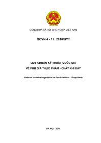 Quy chuẩn kỹ thuật quốc gia về phụ gia thực phẩm - Chất khí đẩy