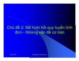 Thống kê và phân tích dữ liệu - Mô hình hồi quy tuyến tính đơn - Những vấn đề cơ bản - Phạm Thành Thái