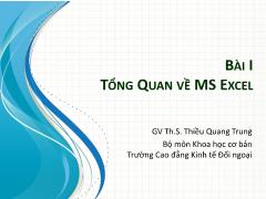 Tin học văn phòng - Bài 1: Tổng quan về MS Excel - Thiều Quang Trung