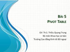 Tin học văn phòng - Bài 5: Pivot Table - Thiều Quang Trung