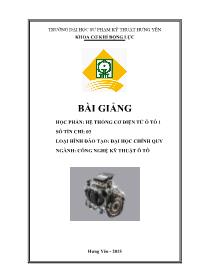 Bài giảng Hệ thống cơ điện tử ô tô 1