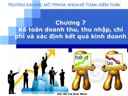 Bài giảng Kế toán tài chính 1 - Chương 7: Kế toán doanh thu, thu nhập, chi phí và xác định kết quả kinh doanh - Hồ Thị Bích Nhơn