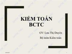Bài giảng Kiểm toán Báo cáo tài chính - Chương 1: Tổng quan về kiểm toán BCTC - Lưu Thị Duyên