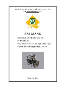 Bài giảng Kỹ thuật động cơ