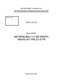 Bài giảng Mô hình hóa và mô phỏng trong kỹ thuật ô tô