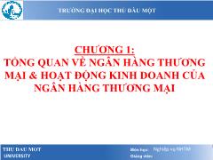 Bài giảng Nghiệp vụ ngân hàng thương mại - Chương 1: Tổng quan về ngân hàng thương mại & hoạt động kinh doanh của ngân hàng thương mại - Lâm Nguyễn Hoài Diễm