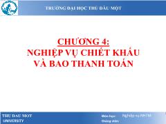 Bài giảng Nghiệp vụ ngân hàng thương mại - Chương 4: Nghiệp vụ chiết khấu và bao thanh toán - Lâm Nguyễn Hoài Diễm