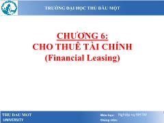 Bài giảng Nghiệp vụ ngân hàng thương mại - Chương 6: Cho thuê tài chính - Lâm Nguyễn Hoài Diễm