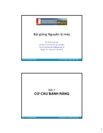 Bài giảng Nguyên lý máy - Bài 7: Cơ cấu bánh răng - Phạm Minh Hải