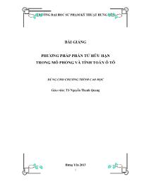 Bài giảng Phương pháp phần tử hữu hạn trong mô phỏng và tính toán ô tô