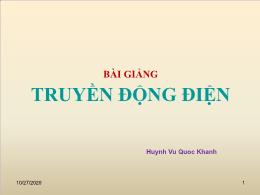 Bài giảng Truyền động điện - Huỳnh Vũ Quốc Khánh