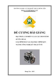 Đề cương bài giảng Cảm biến và cơ cấu chấp hành