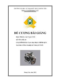 Đề cương bài giảng Cấu tạo ô tô - ĐHSPKT Hưng Yên