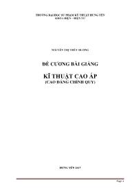 Đề cương bài giảng Kĩ thuật cao áp