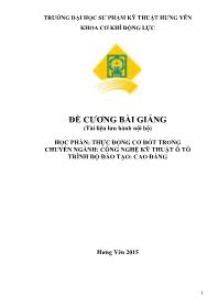 Đề cương bài giảng Thực tập động cơ đốt trong