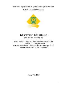 Đề cương bài giảng Thực tập hệ thống cung cấp nhiên liệu động cơ 1