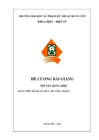 Đề cương bài giảng Truyền động điện