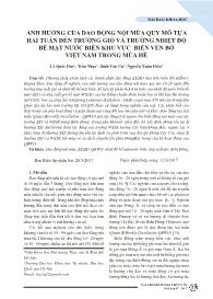 Ảnh hưởng của dao động nội mùa quy mô tựa hai tuần đến trường gió và trường nhiệt độ bề mặt nước biển khu vực biển ven bờ Việt Nam trong mùa hè - Lê Quốc Huy