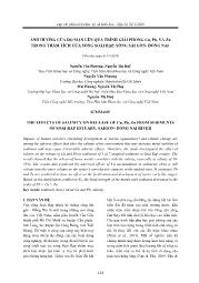 Ảnh hưởng của độ mặn lên quá trình giải phóng Cu, Pb, và Zn trong trầm tích cửa sông Soài Rạp, sông Sài Gòn- Đồng Nai - Nguyễn Văn Phương