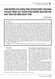 Ảnh hưởng của dòng thải cô đặc được sản sinh từ quá trình lọc thẩm thấu ngược (RO) đối với đặc tính của bùn hoạt tính - Vũ Thị Thu Nga