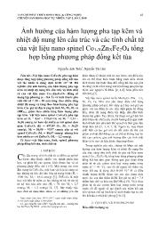 Ảnh hưởng của hàm lượng pha tạp kẽm và nhiệt độ nung lên cấu trúc và các tính chất từ của vật liệu nano spinel Co1-XZnXFe2O4 tổng hợp bằng phương pháp đồng kết tủa - Nguyễn Anh Tiến