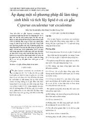 Áp dụng một số phương pháp để làm tăng sinh khối và tích lũy lipid ở củ cỏ gấu Cyperus esculentus var esculentus - Trần Thị Thanh Hiền