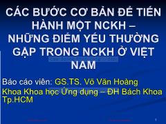 Bài giảng Các bước cơ bản để tiến hành một NCKH – Những điểm yếu thường gặp trong NCKH ở Việt Nam - Võ Văn Hoàng