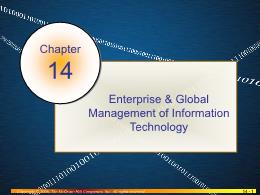 Bài giảng Management information systems - Chương 14: Enterprise & Global Management of Information Technology