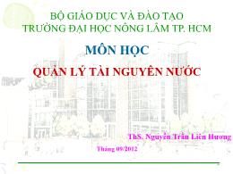 Bài giảng Quản lý tài nguyên nước - Nguyễn Trần Liên Hương