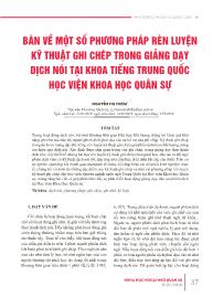 Bàn về một số phương pháp rèn luyện kỹ thuật ghi chép trong giảng dạy dịch nói tại khoa tiếng Trung Quốc học viện khoa học quân sự