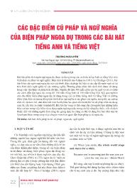 Các đặc điểm cú pháp và ngữ nghĩa của biện pháp ngoa dụ trong các bài hát tiếng Anh và tiếng Việt - Trương Hoài Uyên