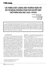 Cải thiện chất lượng môi trường nước hồ đô thị bằng phương pháp riplox kết hợp chế phẩm hóa học Lolo -Ph104 - Trần Đức Hạ