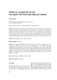 Chăm sóc và nuôi dạy trẻ em của người Việt Nam sinh sống tại Canada - Vũ Tuyết Lan