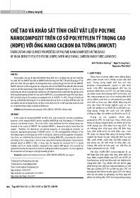 Chế tạo và khảo sát tính chất vật liệu polyme nanocompozit trên cơ sở polyetylen tỷ trọng cao (HDPE) với ống nano cacbon đa tường (MWCNT) - Đôc Thị Mai Hương