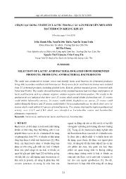 Chọn lọc dòng vi khuẩn lactic trong các sản phẩm lên men sinh bacteriocin kháng khuẩn - Trần Thanh Mến