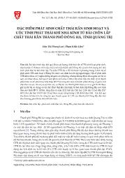 Đặc điểm phát sinh chất thải rắn sinh hoạt và ước tính phát thải khí nhà kính từ bãi chôn lấp chất thải rắn thành phố Đông Hà, tỉnh Quảng Trị - Trần Thị Phong Lan