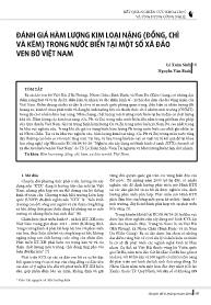 Đánh giá hàm lượng kim loại nặng (đồng, chì và kẽm) trong nước biển tại một số xã đảo ven bờ Việt Nam - Lê Xuân Sinh