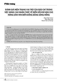 Đánh giá hiện trạng vai trò của báo chí trong việc nâng cao nhận thức về biến đổi khí hậu cho nông dân ven biển đồng bằng sông Hồng - Phạm Đình Tuyên