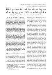 Đánh giá hoạt tính sinh học và cảm ứng tạo rễ tơ cây bụp giấm (Hibiscus sabdariffa L.) - Vũ Thị Bạch Phượng