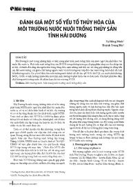 Đánh giá một số yếu tố thủy hóa của môi trường nước nuôi trồng thủy sản tỉnh Hải Dương - Tạ Hồng Minh