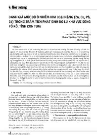 Đánh giá mức độ ô nhiễm kim loại nặng (Zn, Cu, Pb, Cd) trong trầm tích phát sinh do lũ khu vực sông Pô Kô, tỉnh Kon Tum - Nguyễn Thị Oanh