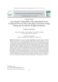 Đánh giá mức độ tổn thương của ngành nông nghiệp tỉnh Nghệ An do tác động của biến đổi khí hậu có tính đến trọng số của các chỉ thị - Hoàng Lưu Thu Thủy