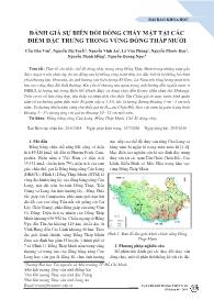 Đánh giá sự biến đổi dòng chảy mặt tại các điểm đặc trưng trong vùng Đồng Tháp Mười - Cấn Thu Văn