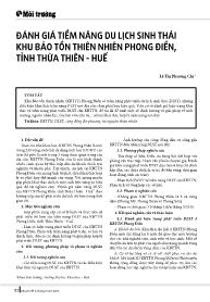 Đánh giá tiềm năng du lịch sinh thái khu bảo tồn thiên nhiên Phong Điền, tỉnh Thừa Thiên - Huế - Lê Thị Phương Chi