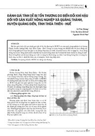 Đánh giá tính dễ bị tổn thương do biến đổi khí hậu đối với sản xuất nông nghiệp xã Quảng Thành, huyện Quảng Điền, tỉnh Thừa Thiên - Huế - Lê Văn Thăng