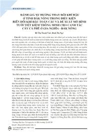 Đánh giá xu hướng thay đổi khí hậu ở tỉnh Đắk Nông trong điều kiện biến đổi khíhậu toàn cầu và đề xuất mô hình tưới tiết kiệm thông minh cho canh tác cây cà phê ở Gia Nghĩa - Đắk Nông - Hồ Thị Thanh Vân